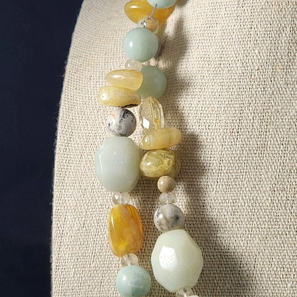 Chunky Gemstone Boho Statement Necklace Colorful … - image 3